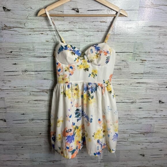 Do & be floral white yellow mini dress tulle skirt size small - Picture 1 of 6